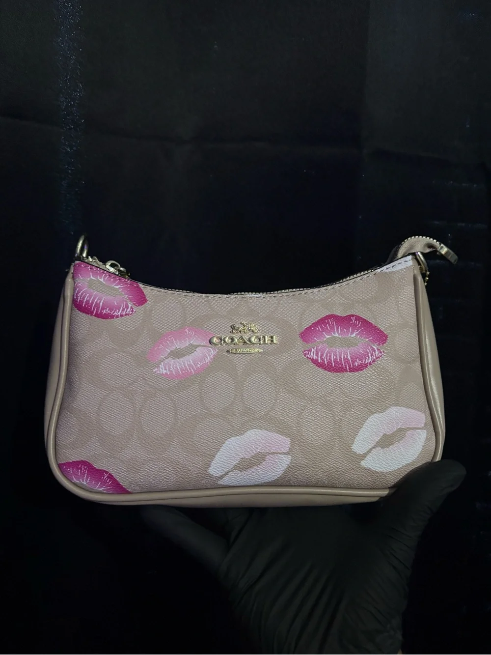 Coach Blush Pink Kiss-Print Wristlet Clutch